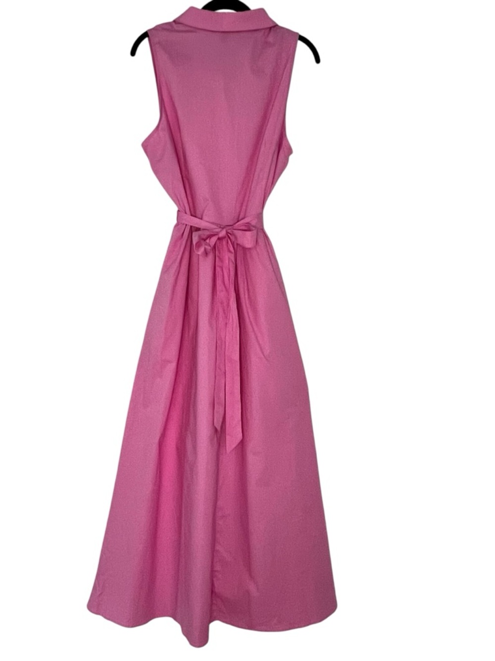 Maggy London Vibrant Pink Sleeveless Maxi Shirt Dress with Belt - Picture 13 of 15